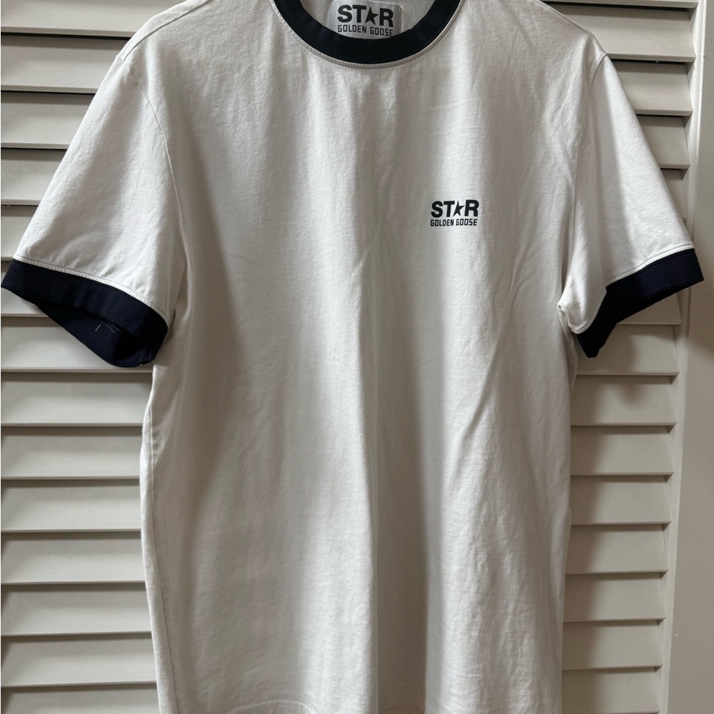 Golden Goose White Tee with Navy Trim